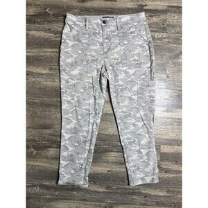 Banana Republic Sloan Utility Cargo Pants Womens 12 Petite Gray Camo Stretch